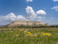 Frühlingswiese, Aktepe Massiv und weiße Wolkenberge